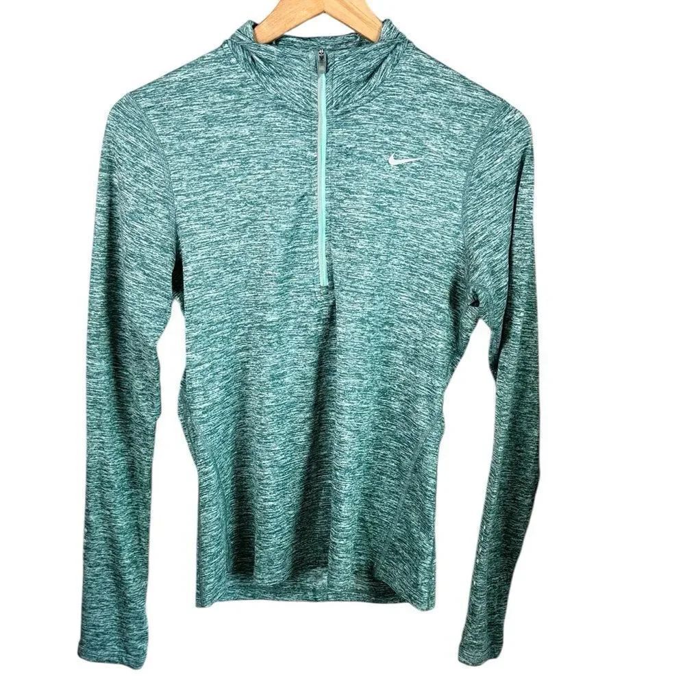 Nike Heathered Green 3/4 Zip Pullover Long Sleeve Shirt